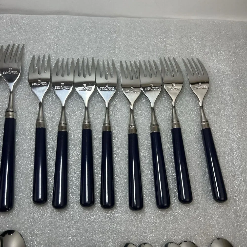 Stanley Roberts SPECTRUM Navy Blue Stainless Korea Flatware 44 Pcs 8 Setting MCM